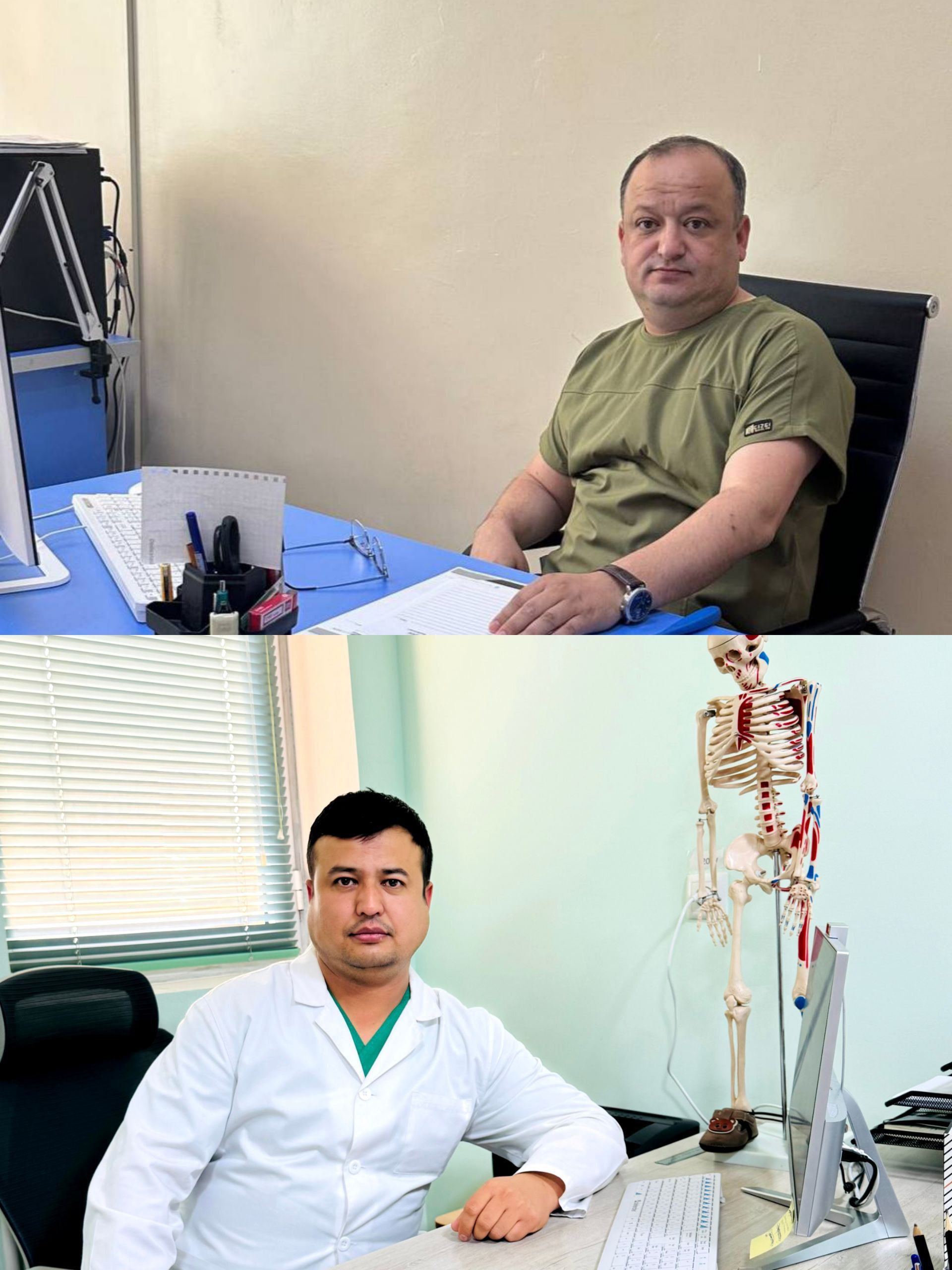 Kesh Medical Plaza klinikasida Salomov Begzod nevrapatolog vrach va ortoped Almatov Quvonchbek tashrifi