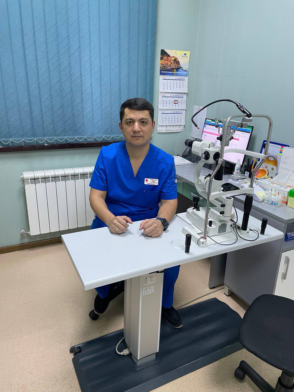Аллаберганов Атабек Тулибаевич кўз жарроҳлик (катаракта)амалиётини ўтказиш учун ташриф буюрмоқда.